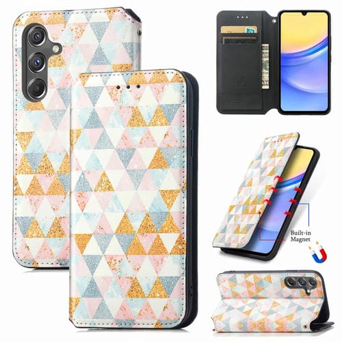 Funda para Samsung Galaxy A15 Caseneo Cuero Magnética Colorida (Rombo)
