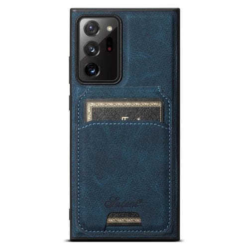 Funda para Teléfono Samsung Galaxy Note20 5G Suteni H16 con Billetera Desmontable de Cuero Textura Litchi (Azul)