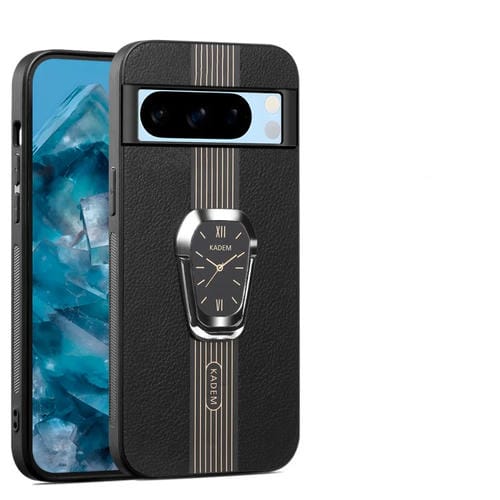 Funda Magnética para Google Pixel 6A con Parte Trasera de Cuero Litchi y Soporte (Negro)