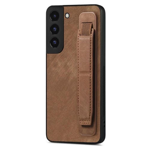 Funda Trasera para Samsung Galaxy S22 + 5G Cuero con Soporte para Pulsera (Marrón)