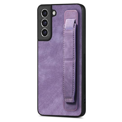 Funda Trasera Samsung Galaxy S21 FE 5G Cuero Soporte Pulsera Retro (Púrpura)