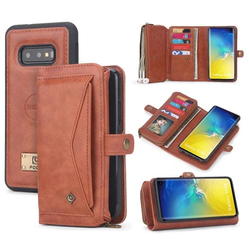 Funda para Teléfono Samsung Galaxy S10E Cuero Billetera Cremallera Multifuncional (Naranja)