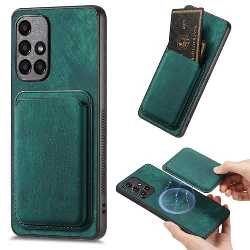 Funda de Teléfono Samsung Galaxy A51 5G Magnética con Bolsa de Tarjeta de Cuero Retro (Verde)