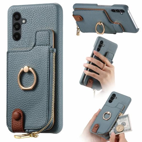 Funda para Samsung Galaxy A54 5G Litchi Leather Oil Edge Ring Zipper Wallet Back (Azul)