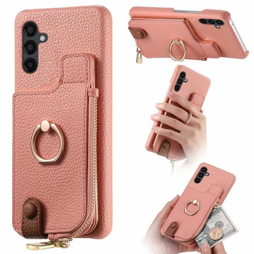 Funda para Samsung Galaxy A54 5G Litchi Leather Oil Edge Ring Zipper Wallet Back (Rosa)