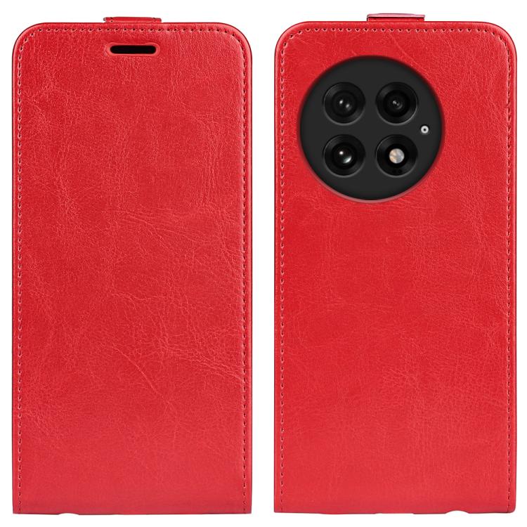 Funda de Cuero con Tapa Vertical Única Textura R64 para OnePlus 13 (Rojo)