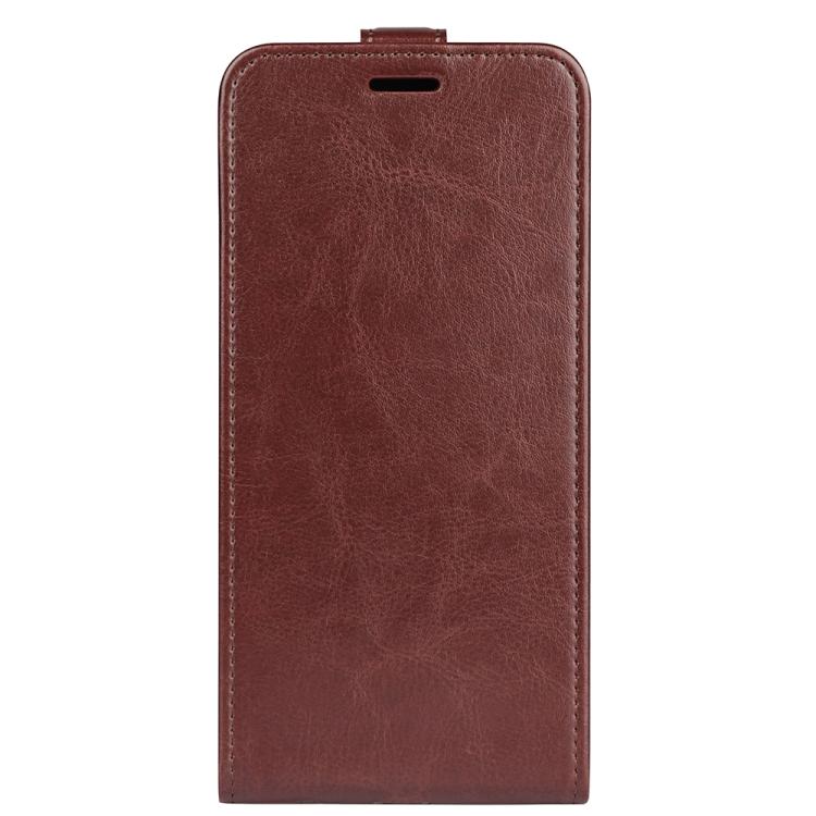 Funda de Cuero con Tapa Vertical Única Textura R64 para OnePlus 13 (Marrón)