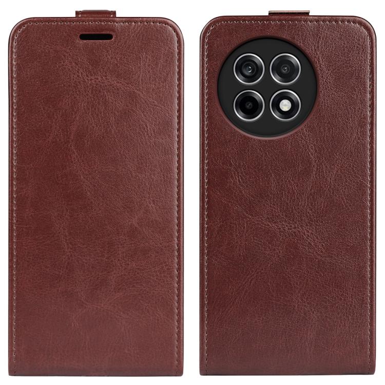 Funda de Cuero con Tapa Vertical Textura R64 para OnePlus Ace 5 Pro (Marrón)
