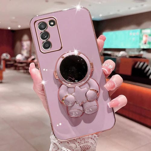 Estuche para Teléfono Samsung Galaxy A02S Eu Embrace Stars con Soporte Astronauta Galvanizado (Púrpura)