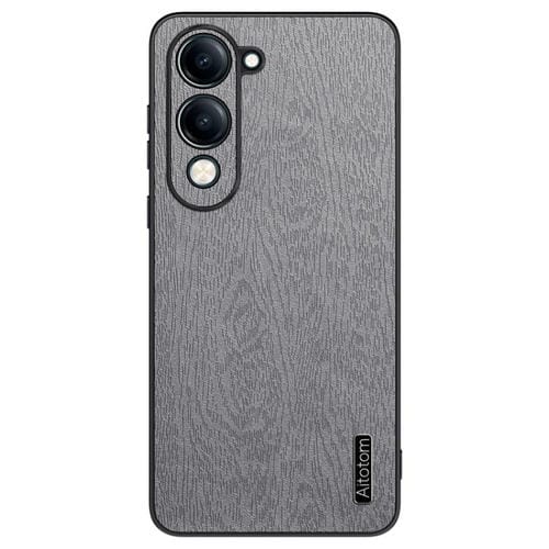 Funda de Cuero con Textura de Corteza de Árbol para Vivo Y29S, a Prueba de Golpes (Gris)