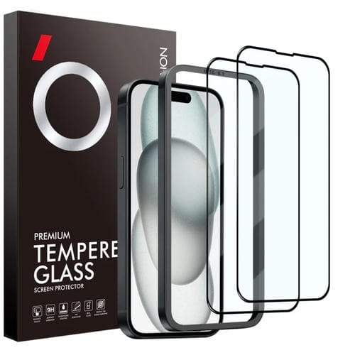 Película de Vidrio Templado Northjo para iPhone 15 con Marco de Instalación (2 Piezas) - MOVILSTORE