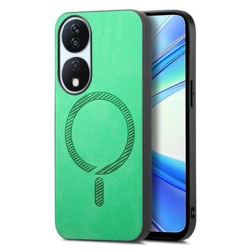 Funda Trasera Magnética de PU para Honor X7B Retro Magsafe (Verde)
