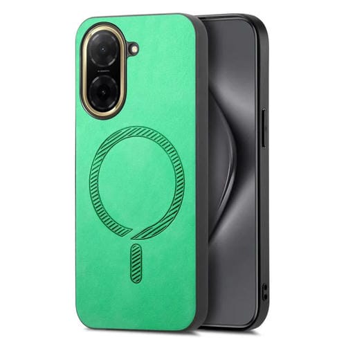 Funda trasera de PU Magsafe retro de color sólido para Redmi A5 4G (171,7 mm) / Poco C71 (verde)