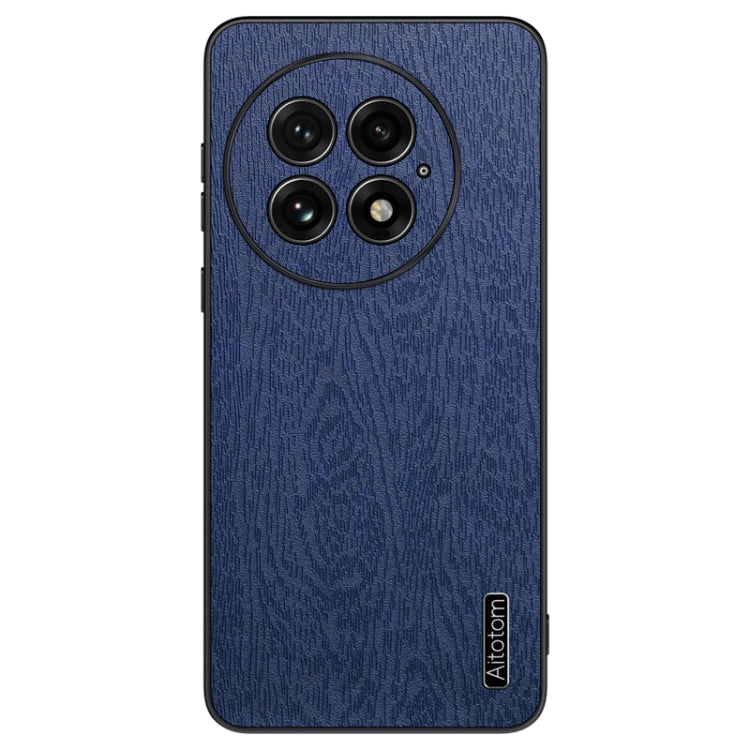 Funda para Teléfono OnePlus 13 a Prueba de Golpes de Cuero con Corteza de Árbol (Azul)