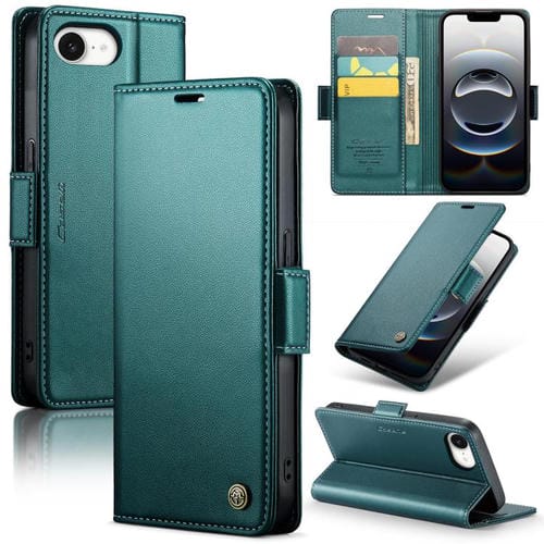 Funda para iPhone 16E Caseme 023 con Hebilla de Mariposa Textura de Lichi Antirrobo Rfid (Verde)