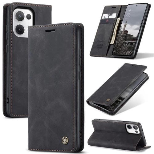 Funda de Cuero con Tapa Horizontal Multifuncional para Oppo Reno13 Global Caseme 013 (Negra)