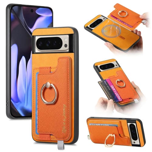 Funda para Teléfono Google Pixel 9 Pro XL con Tapa Trasera Magnética PU Magsafe (Amarilla)