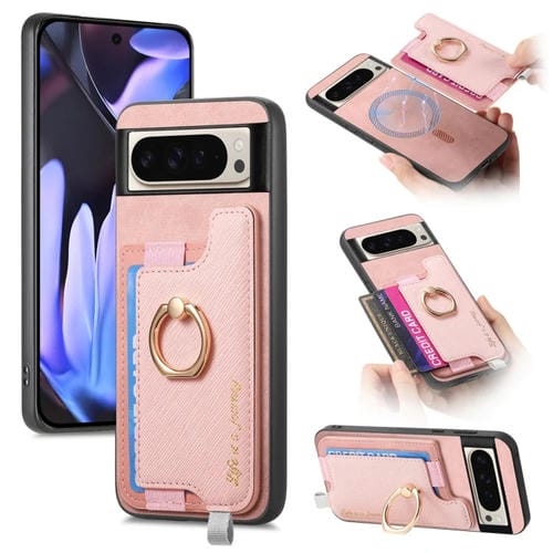 Funda para Teléfono Google Pixel 9 Pro XL con Tapa Trasera Magnética Pu Magsafe (Rosa)
