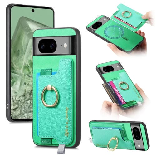 Funda para Teléfono Google Pixel 8A con Tapa Trasera Magnética Pu Magsafe (Verde)