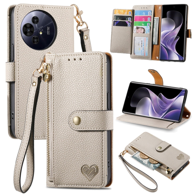 Funda de Cuero Nxtpaper Love para TCL 50 Pro con Cordón y Cremallera (Gris)