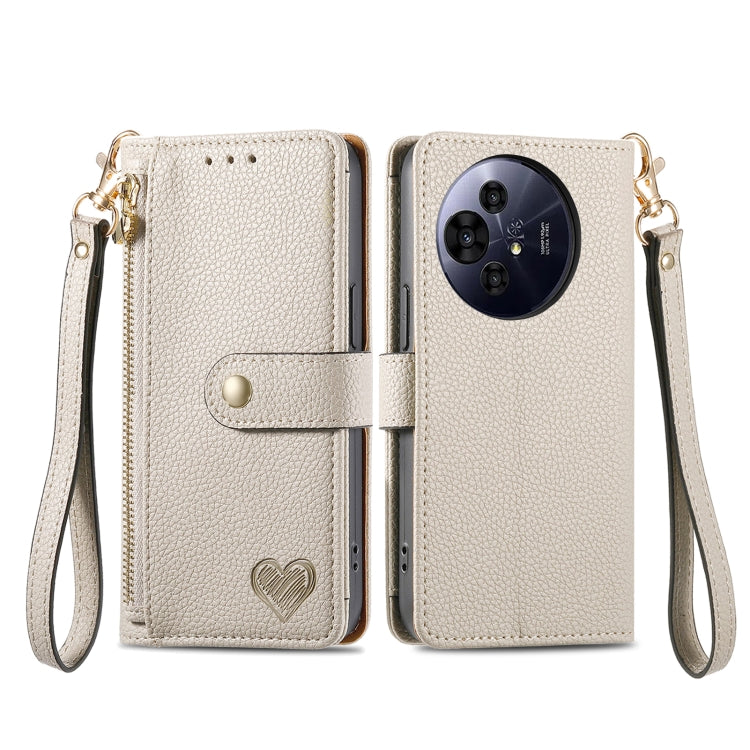 Funda de Cuero Nxtpaper Love para TCL 50 Pro con Cordón y Cremallera (Gris)