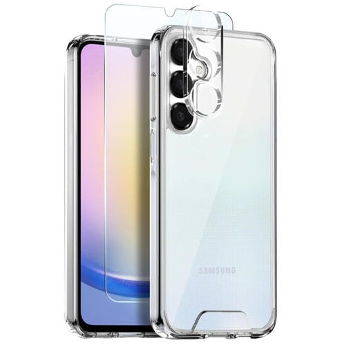 Funda para Samsung Galaxy A25 5G Northjo 3 en 1 con PelĂcula Protectora de Pantalla y Lente (Transparente)