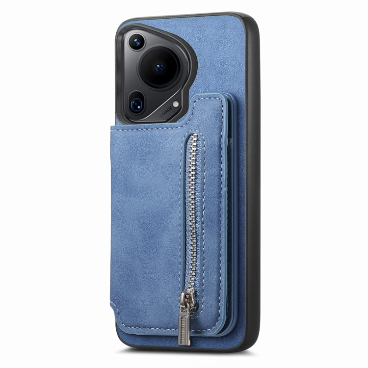 Funda para Teléfono Huawei Nova 12/13 con Tarjetero y Cremallera Magsafe Retro (Azul)