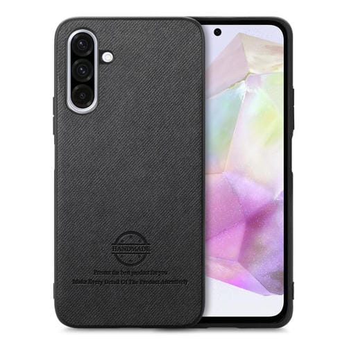 Funda de Piel de Sarga con Parte Trasera de Cuero para Samsung Galaxy A26 (Negra)