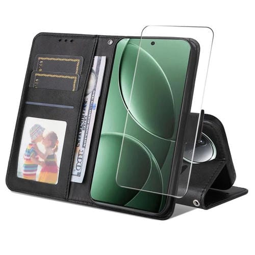 Enkay - Funda para Teléfono con Textura de Piel de Becerro y TaRJetero para Redmi K80 Pro (Negro)