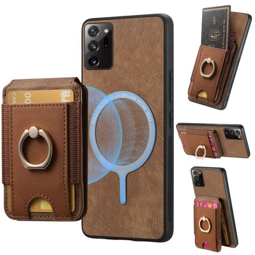 Funda para Samsung Galaxy Note20 Ultra Retro Splitable Soporte Magnético Cartera de Cuero (Brown)