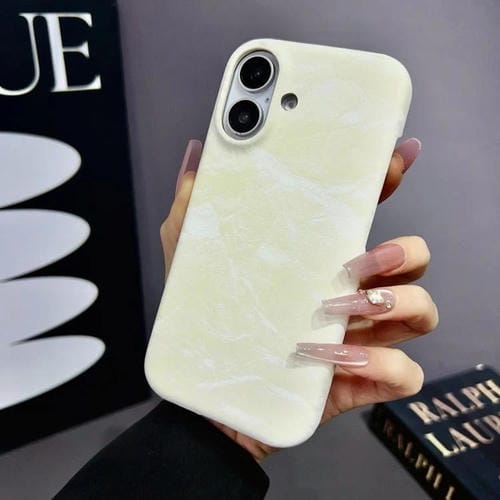 Funda de Cuero Aterciopelado para iPhone 15 Pro con Media Cobertura para PC (Amarillo)