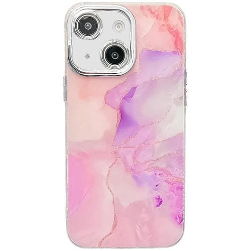 Funda para Teléfono iPhone 15 Textura Mármol Galvanizado (Rosa Púrpura)