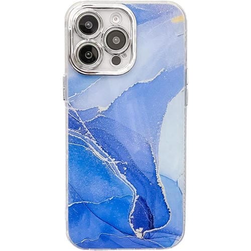 Funda para Teléfono Apple iPhone 16 Pro Textura Mármol Galvanizado (Azul Oscuro)