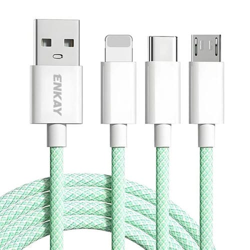 Cable de Datos USB a Micro USB 8 Pines Tipo C Enkay CB173 3 en 1 60 W 1,5 m (Verde)