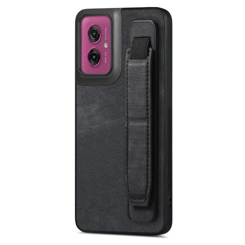 Funda de Cuero con Correa para la Muñeca Motorola Moto G55 (Negro)