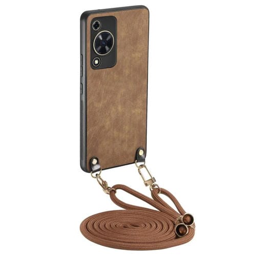 Funda de Cuero Vintage para Huawei Enjoy 70 con Policarbonato y Correa Cruzada (Marrón)