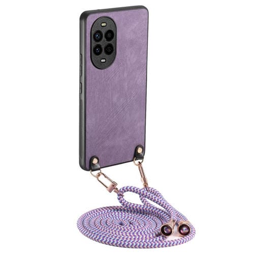 Funda Cuero Vintage Huawei Nova 13 Pro con Parte Trasera Policarbonato y Correa Cruzada (Morado)