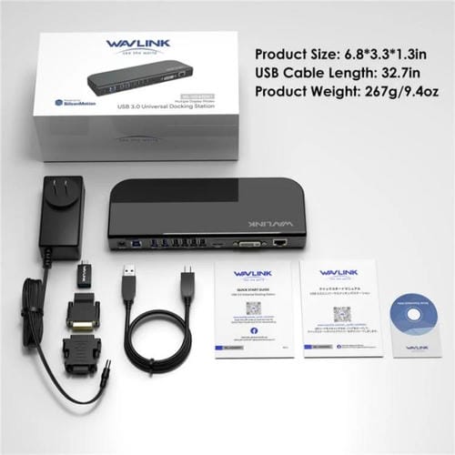 Estación de Acoplamiento Wavlink Ug49Dk1 13 en 1 para Dos Pantallas con Concentrador USB-C para Windows, Mac y Android (Enchufe EE.UU)