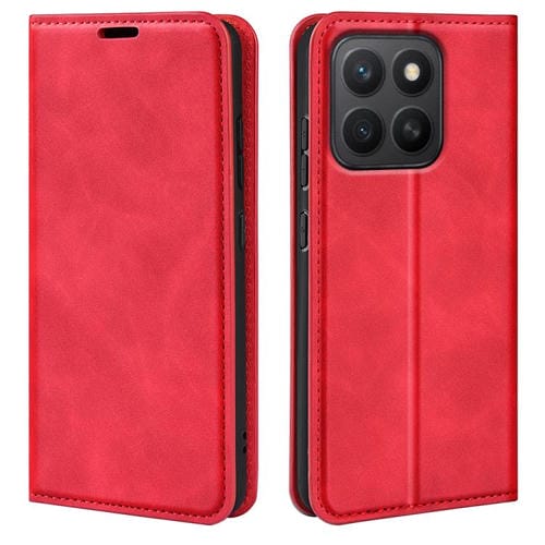 Funda de Cuero con Ventosa Magnética para Honor X8C Retro-Skin (Rojo)