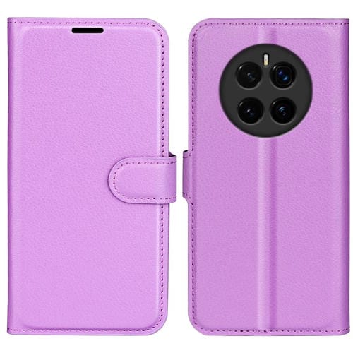 Funda de Cuero con Tapa Horizontal y Soporte para Honor Magic7 5G (Morado) con Textura de Lichi