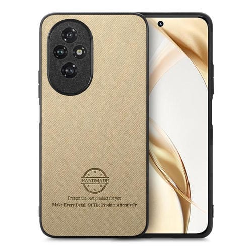 Funda para Teléfono Honor 200 con Parte Trasera de Piel y Tejido de Sarga (Caqui)