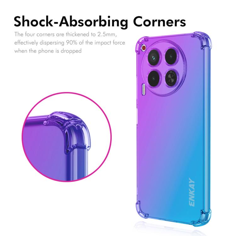 Funda TPU Enkay Hat-Prince Gradient Airbag para Tecno Camon 30 4G (Morado y Dorado)