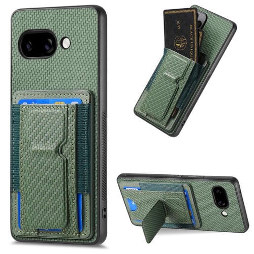 Funda de Fibra de Carbono Plegable con Soporte Elástico para Tarjetas Google Pixel 9A (Verde)