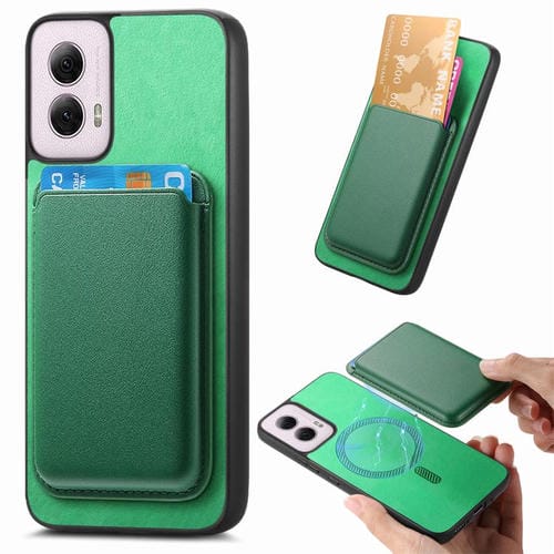 Funda Trasera de PU con Tapa Magsafe para Motorola Moto G35 (Verde)
