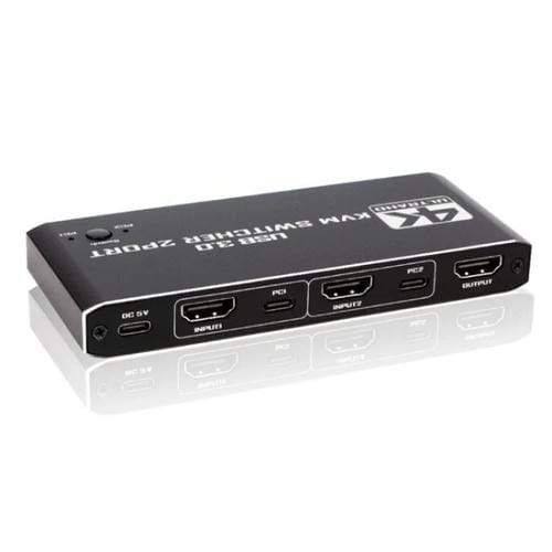 Conmutador KVM K2-1 4K 60 Hz para Compartir Monitor con 2 Entradas, 1 Salida, USB 3.0, HDMI 2.0 y Control Remoto
