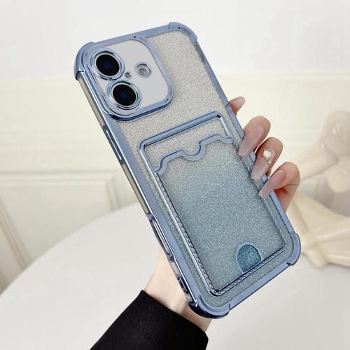 Funda de TPU con diseño de cuatro esquinas y purpurina galvanizada para iPhone 17 (azul)