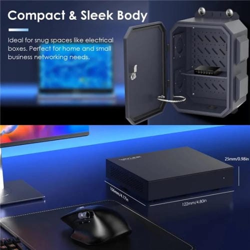 Conmutador PoE WAVLINK WN701AE IEEE 802.3AF/AT con detección automática y gestión centralizada de puntos de acceso. Enchufe: UE.