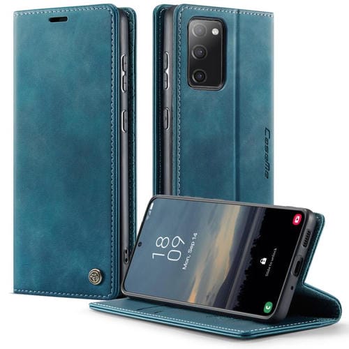 Funda CaseMe 033 para Samsung Galaxy S20 FE, forro de piel de becerro, microfibra y bloqueo RFID (verde)