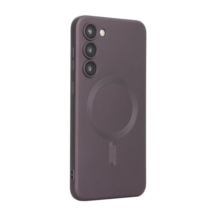 ENKAY - Funda de TPU mate MagSafe con película para lente para Samsung Galaxy A55 (color borgoña)