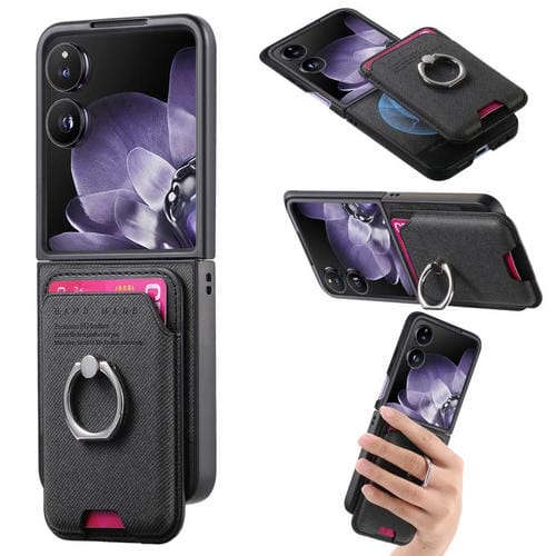 Funda magnética con tapa de tela sarga y anillo para Xiaomi Mix (negro)